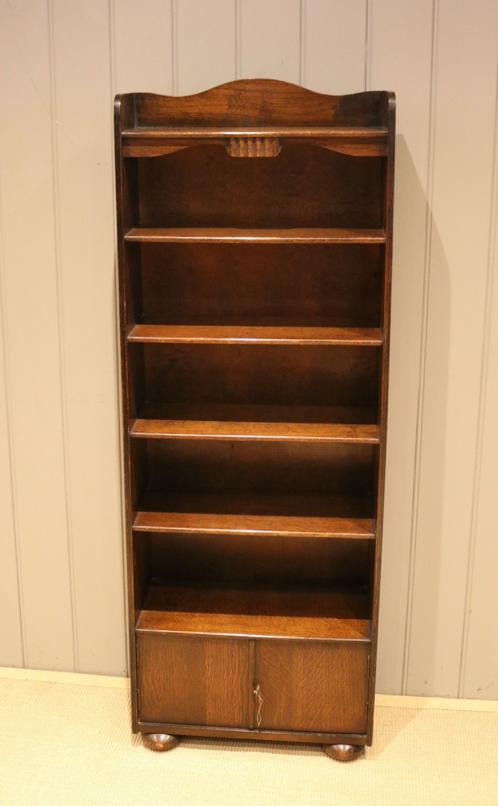 Tall Oak Waterfall Bookcase View II