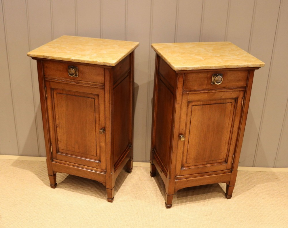 Pair Of French Walnut Marble Top Bedside Cabinets View VII