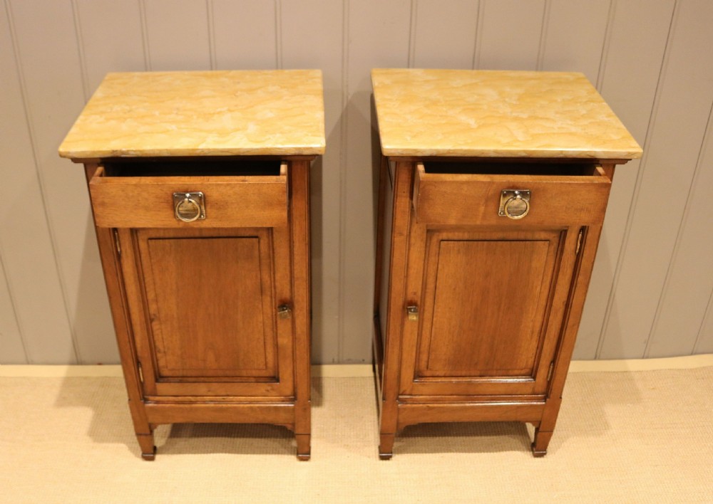 Pair Of French Walnut Marble Top Bedside Cabinets View VIII