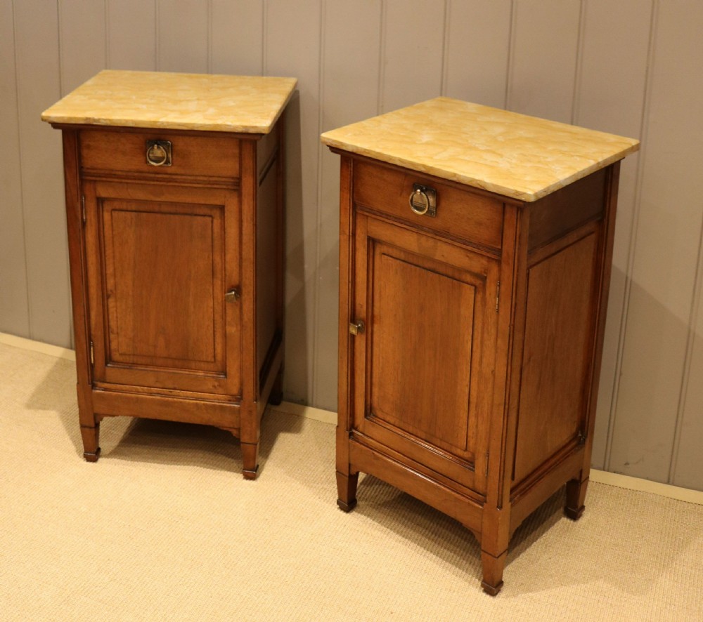 Pair Of French Walnut Marble Top Bedside Cabinets View IX