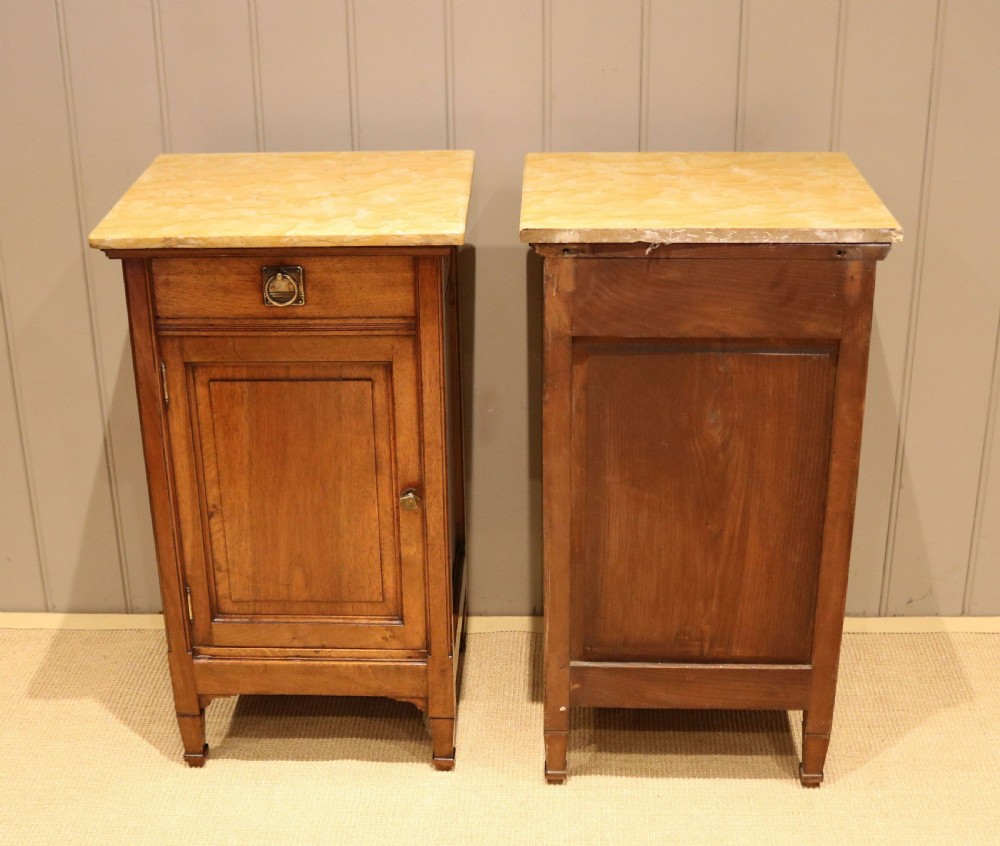 Pair Of French Walnut Marble Top Bedside Cabinets View X