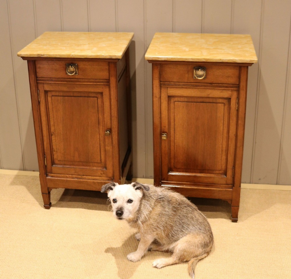Pair Of French Walnut Marble Top Bedside Cabinets View XI