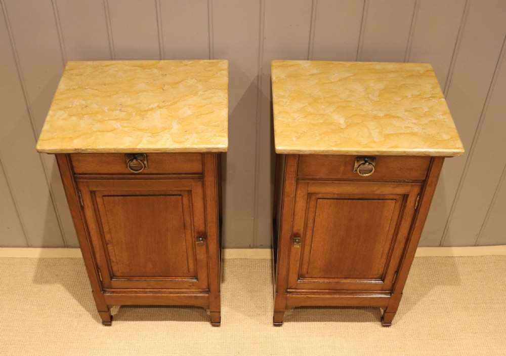 Pair Of French Walnut Marble Top Bedside Cabinets View XII