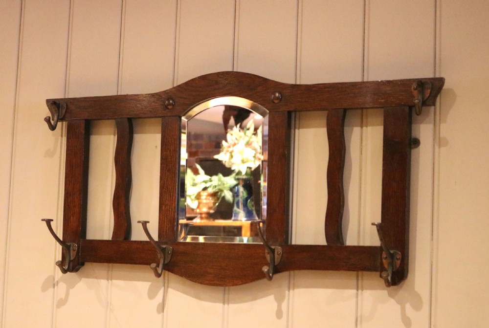 Oak Mirrored Coat Hooks View II