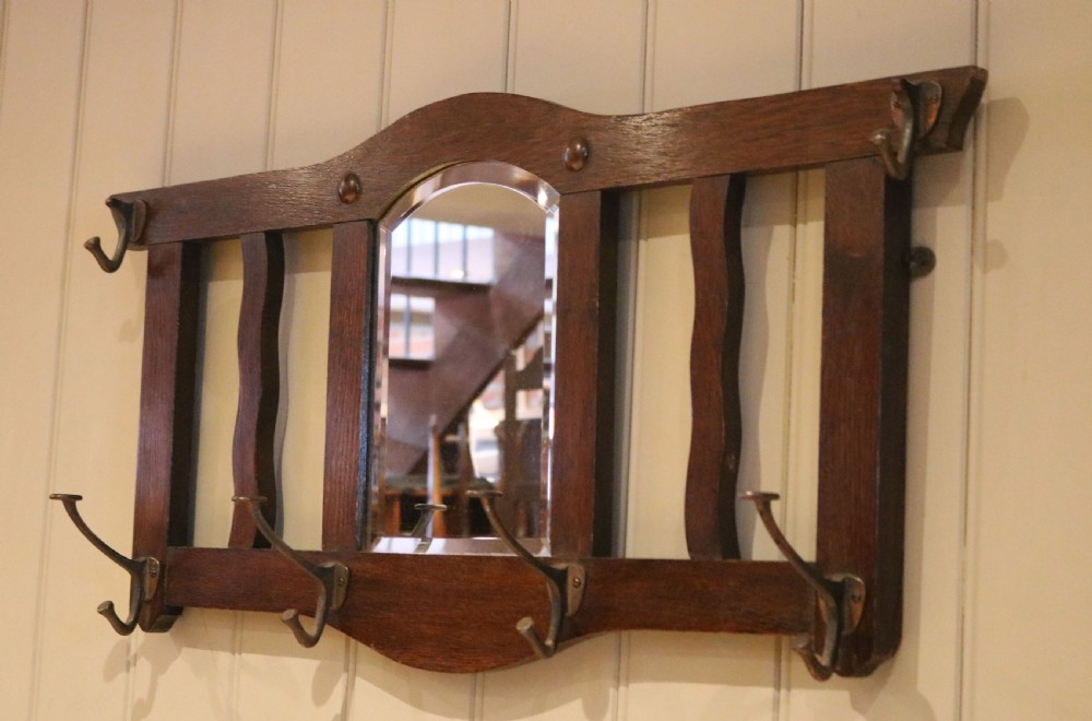 Oak Mirrored Coat Hooks View III