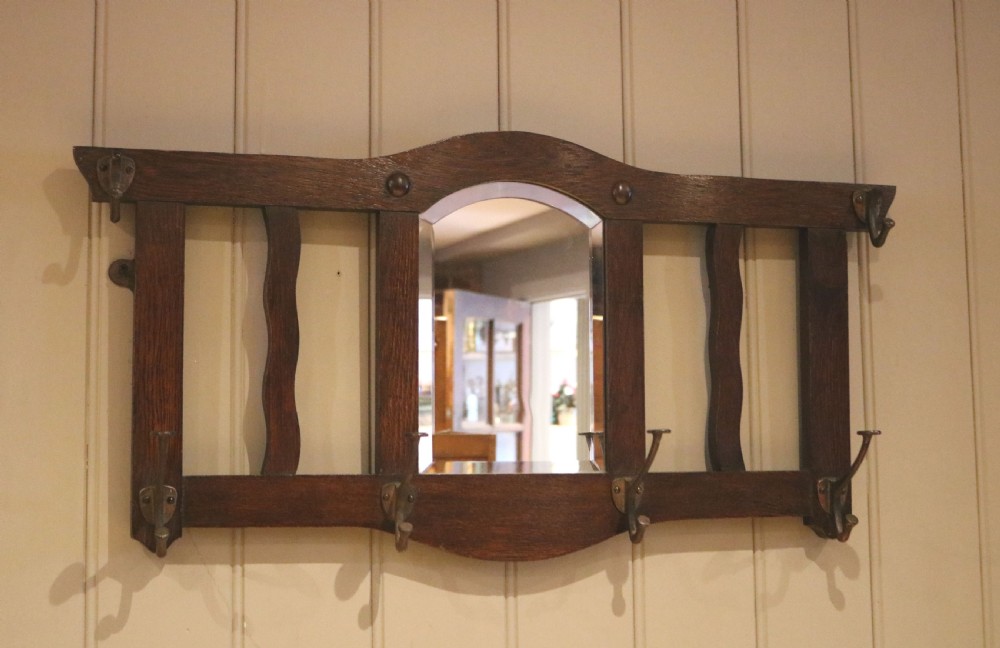 Oak Mirrored Coat Hooks View IV