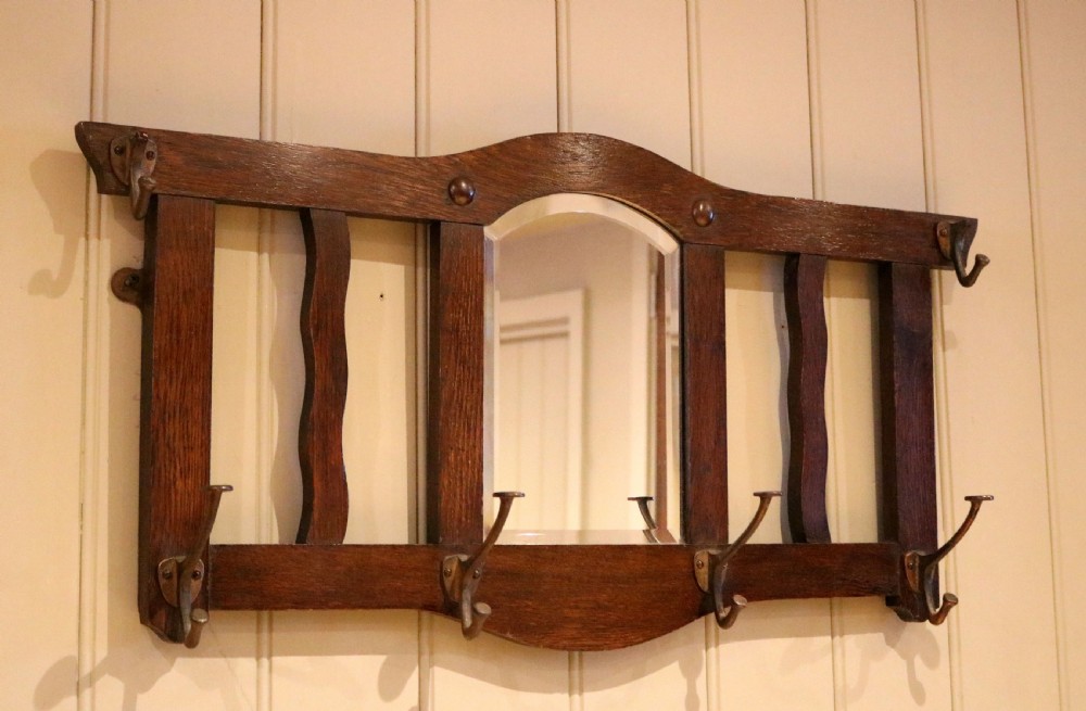 Oak Mirrored Coat Hooks View VI