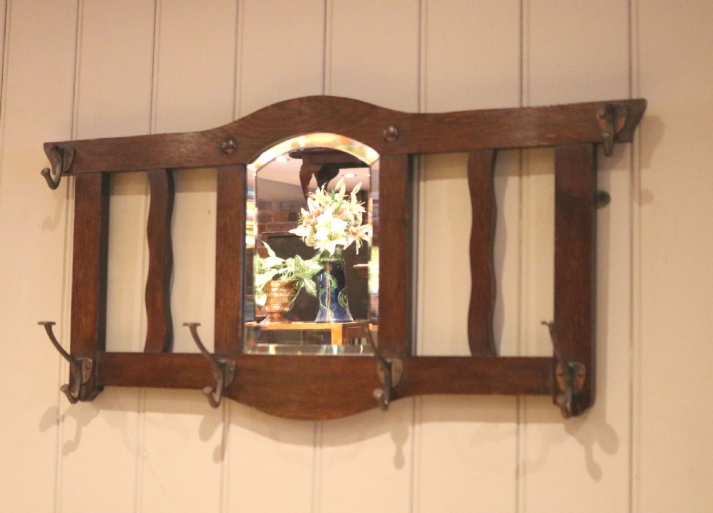 Oak Mirrored Coat Hooks View VII