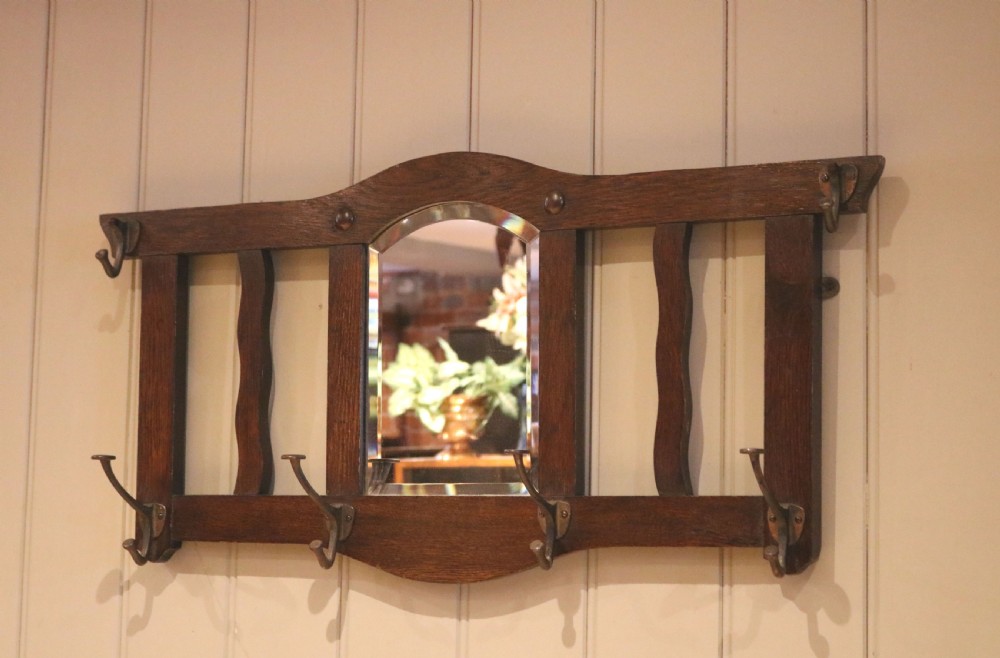 Oak Mirrored Coat Hooks View VIII