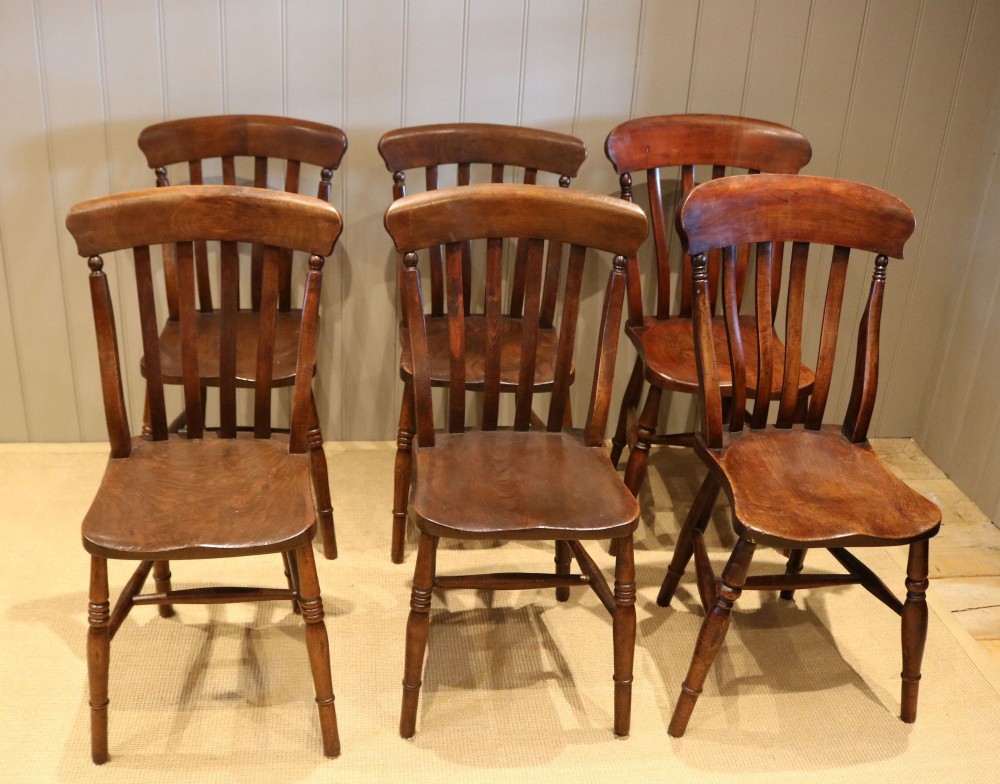 Matched Set Of Six Beech & Elm Chairs