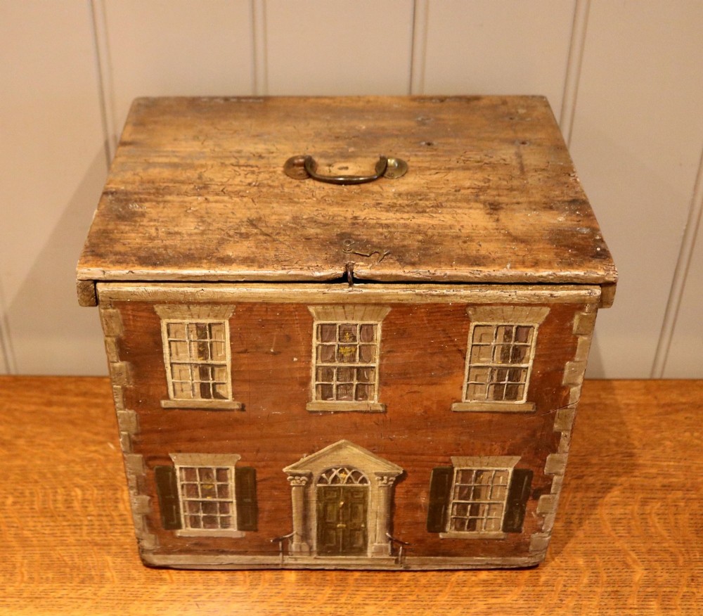 Late 19 th Century Pine Box With Painted Decoration
