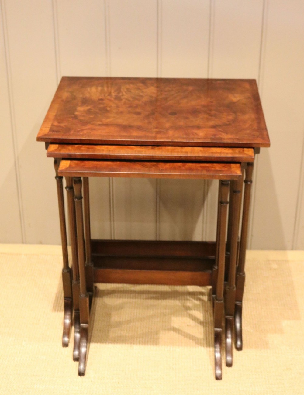 Burr Walnut Nest Of Three Tables