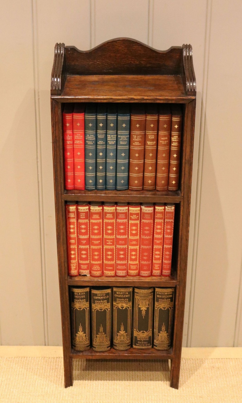 Small Narrow Oak Open Bookcase