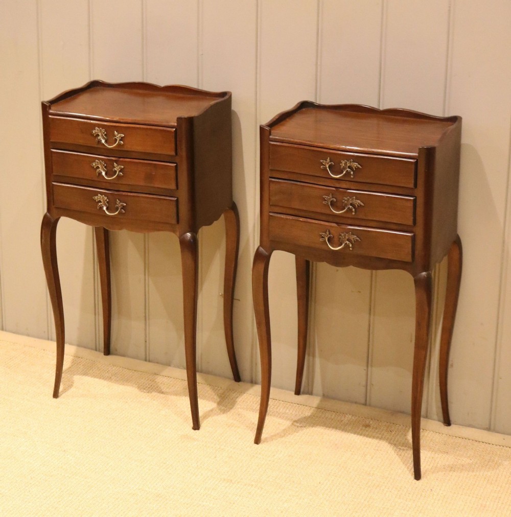 Pair Of French Cherry Wood Bedside Cabinets
