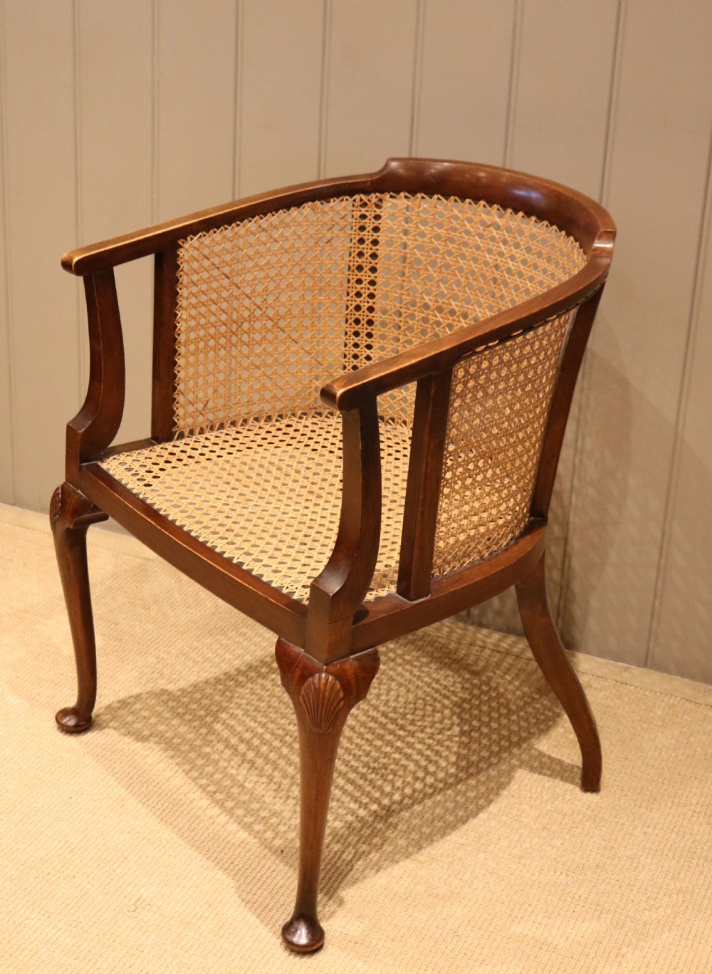 Edwardian Walnut Bergere Chair View VI
