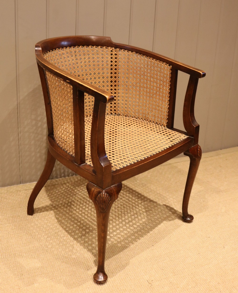 Edwardian Walnut Bergere Chair View VII
