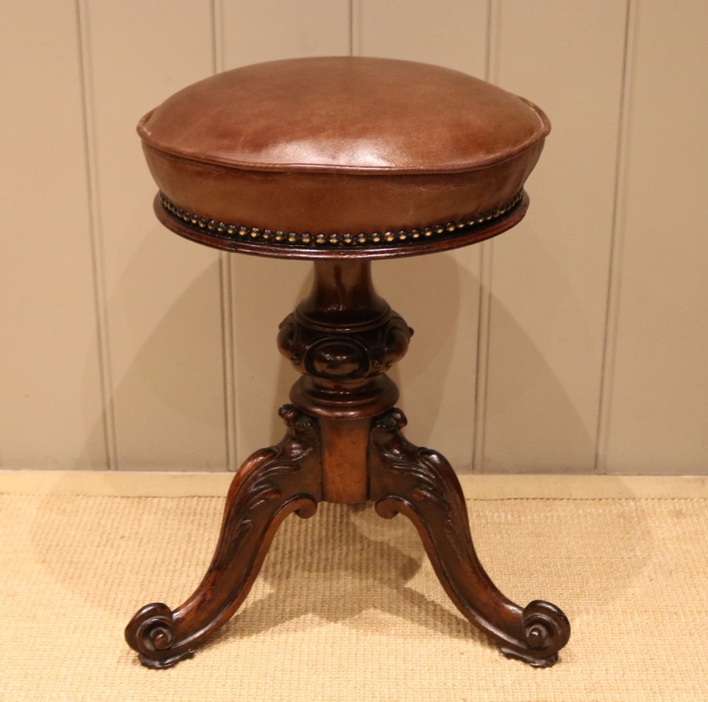19th Century Leather Top Piano Stool View IX