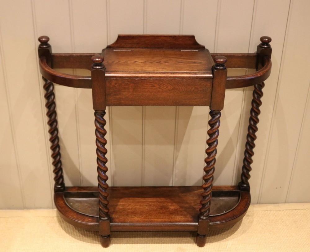 Oak Bow Front Umbrella Stand