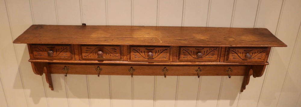 French Oak Wall Shelves With Drawers View XI