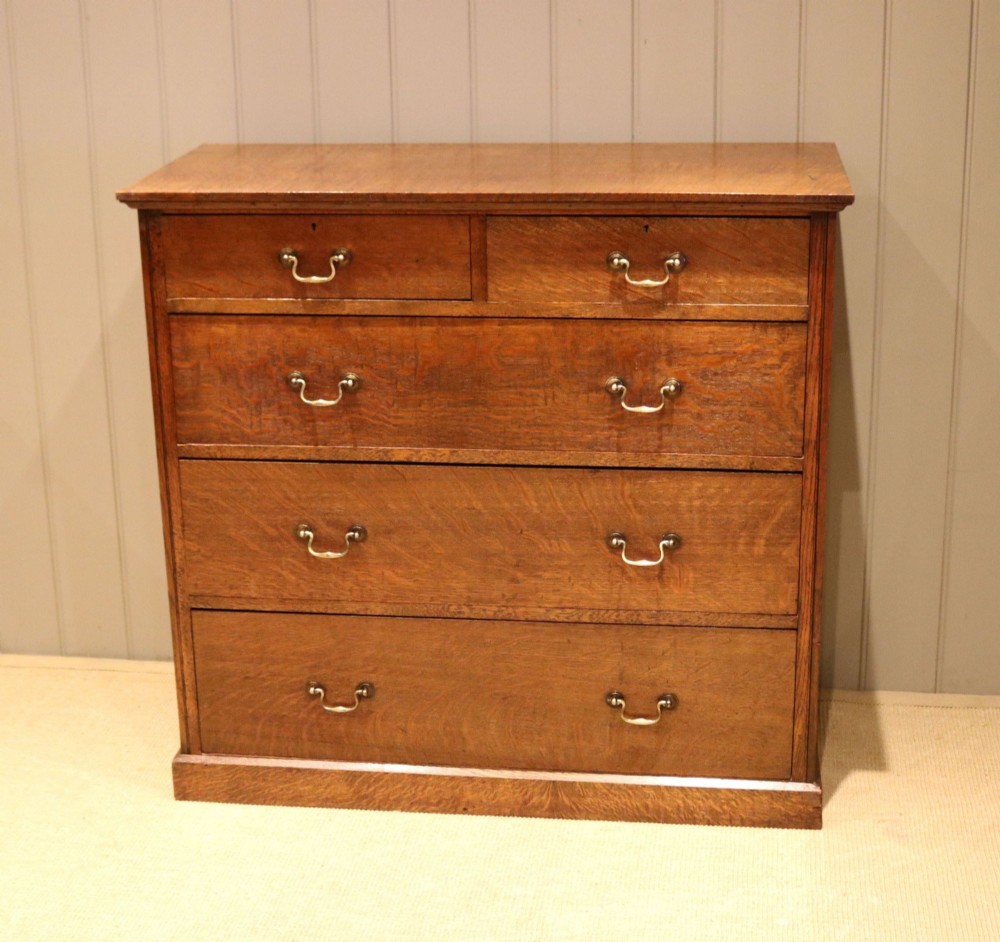 Edwardian Solid Oak Chest Of Drawers