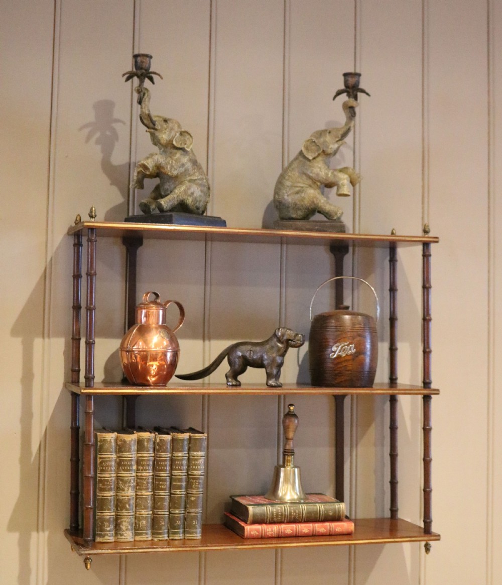 Two Tier Mahogany Wall Shelves View II