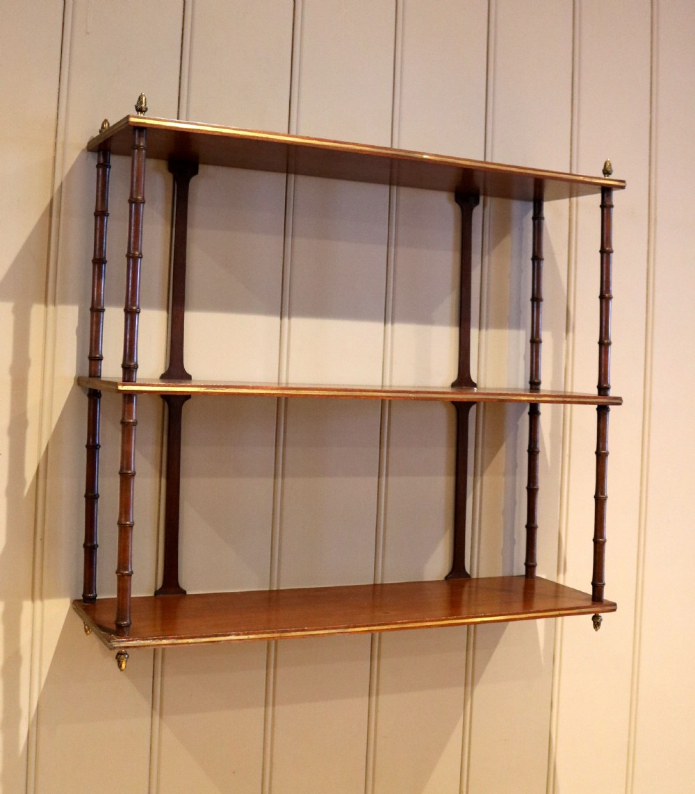 Two Tier Mahogany Wall Shelves View III