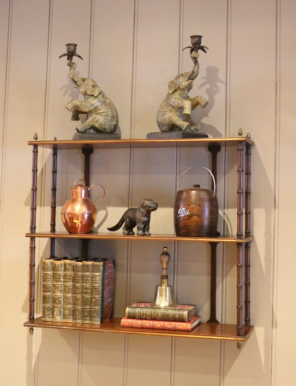 Two Tier Mahogany Wall Shelves View IV