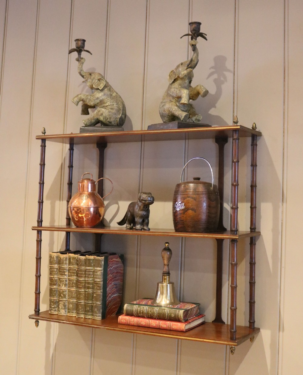 Two Tier Mahogany Wall Shelves View IX