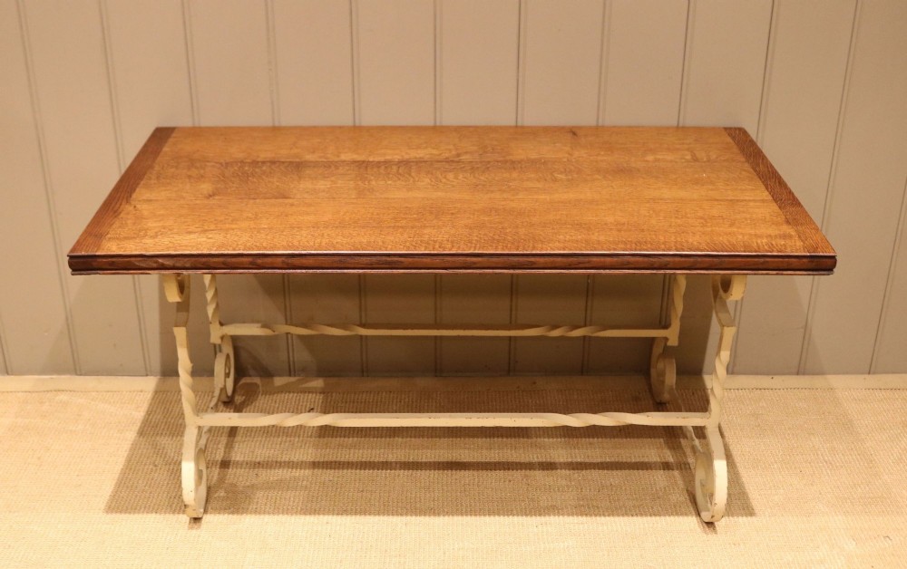 French Oak & Wrought Iron Table