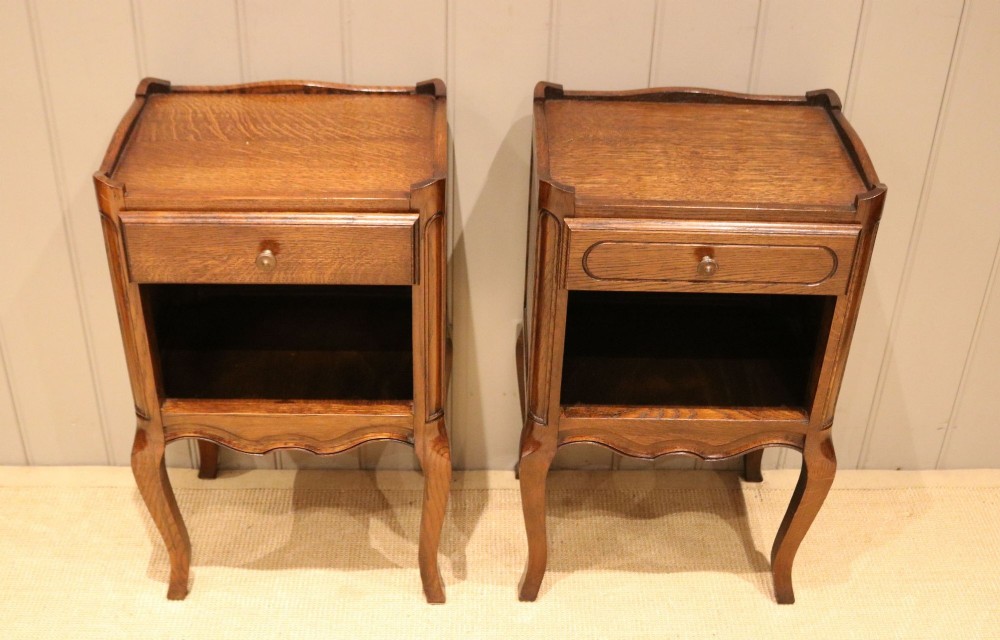 Matched Pair Of French Oak Bedside Cabinets