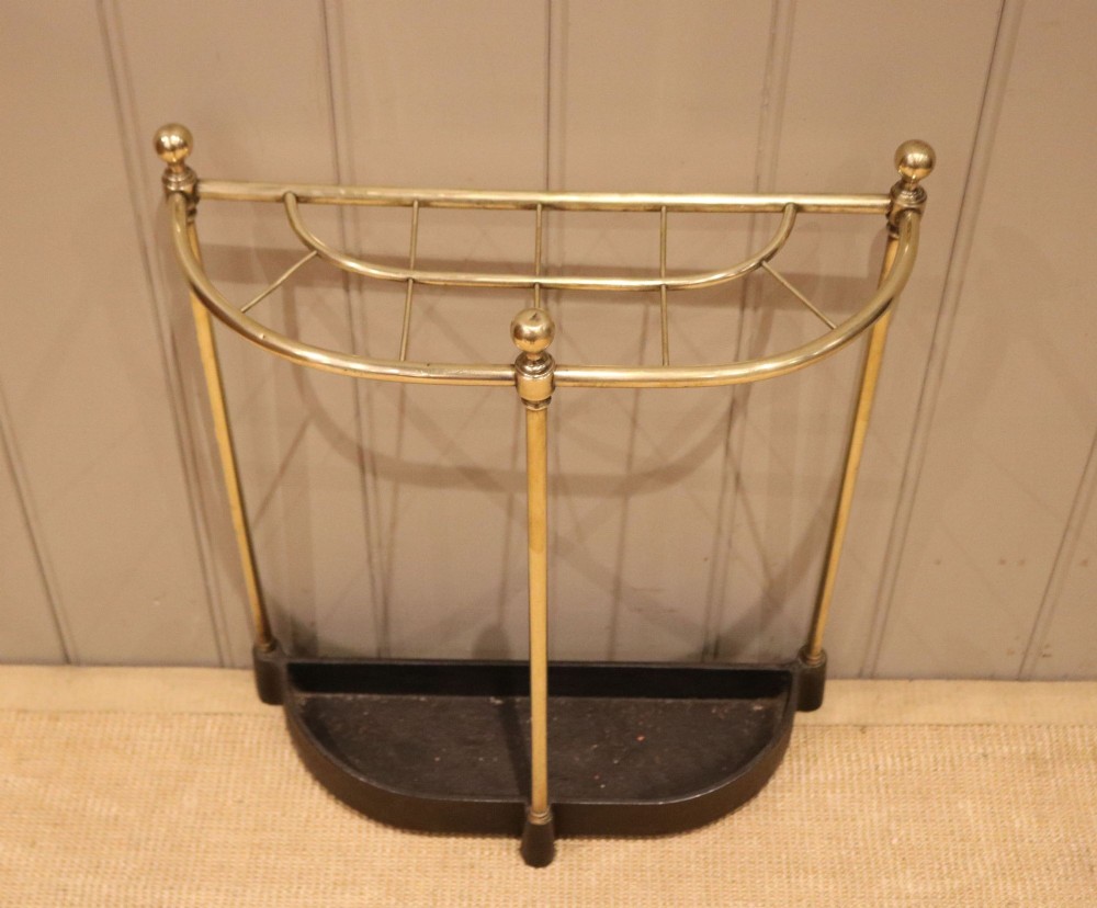 Edwardian Bow Front Brass Stick Stand