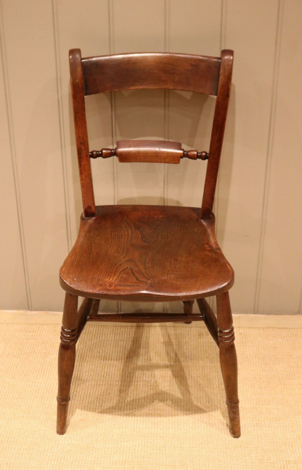 Late 19th Century Beech & Elm Rail Back Chair
