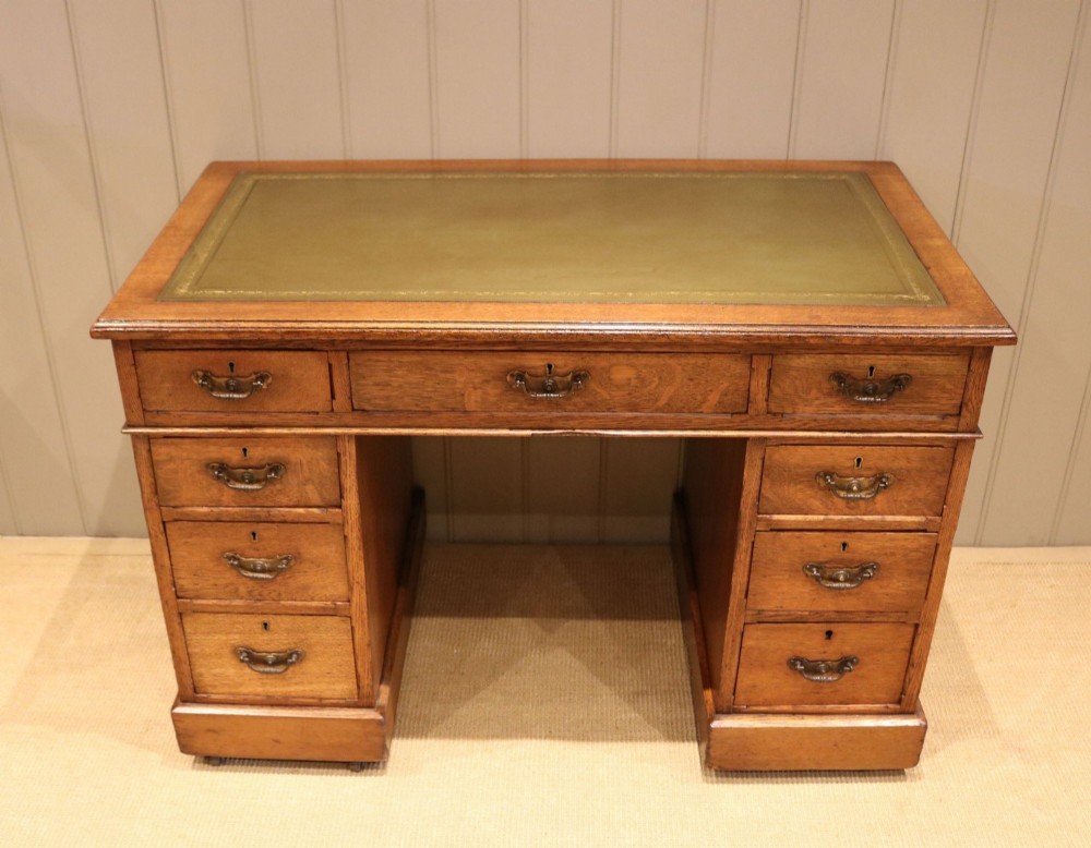 Small Proportioned Oak Pedestal Desk