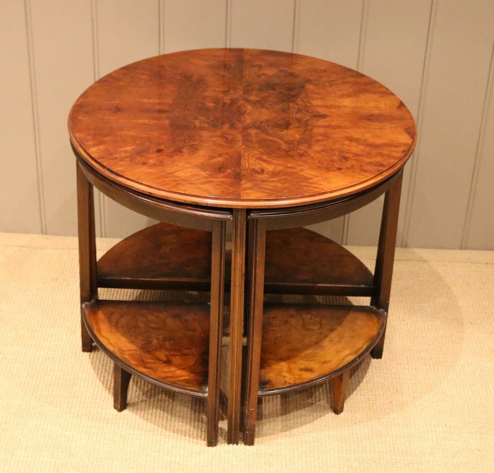 Uusual Circular Walnut Nest Of Tables