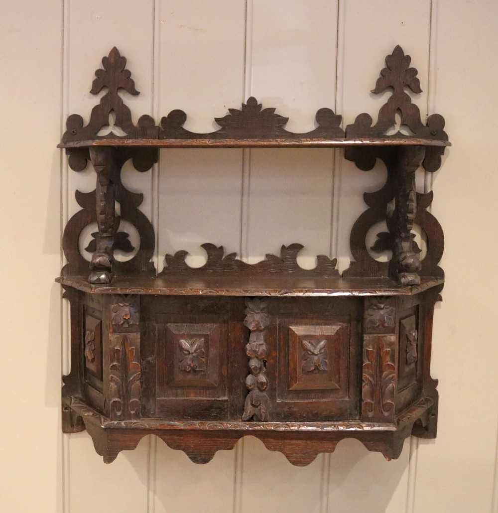 Victorian Carved Oak Wall Cabinet