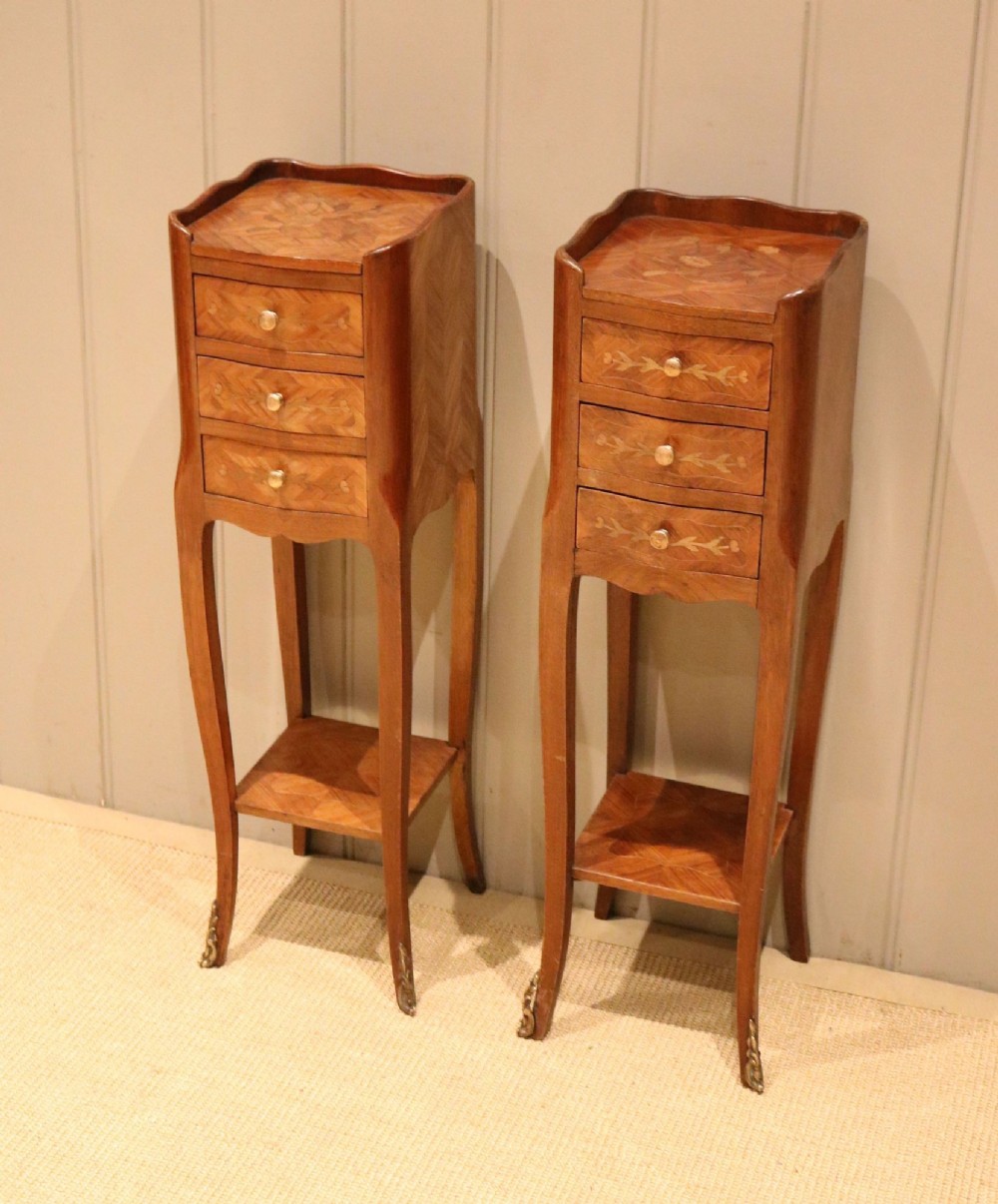 Pair Of Small Proportioned French Tulipwood Bedside