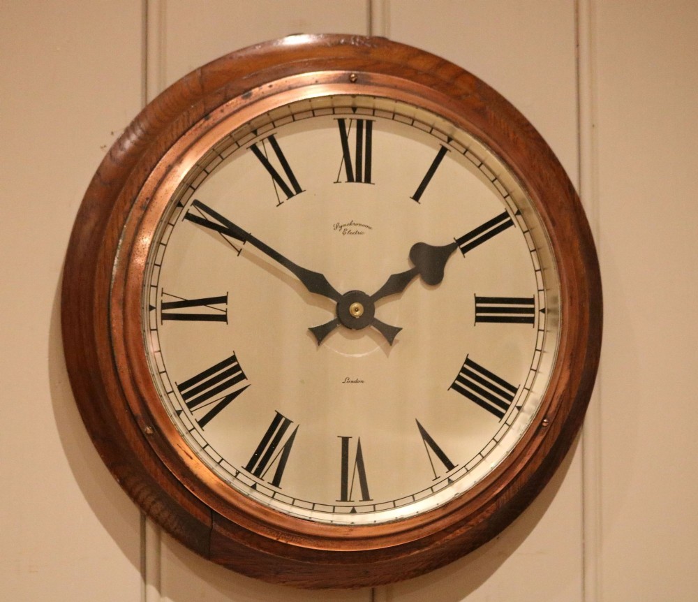 Oak Framed Factory Wall Clock