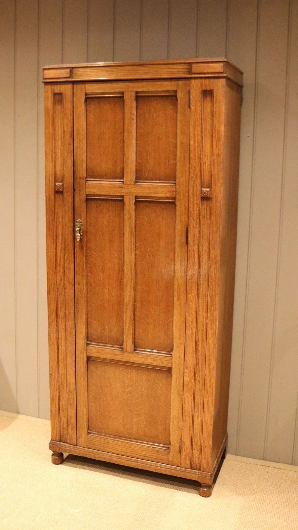 Tall Golden Oak Hall Cupboard