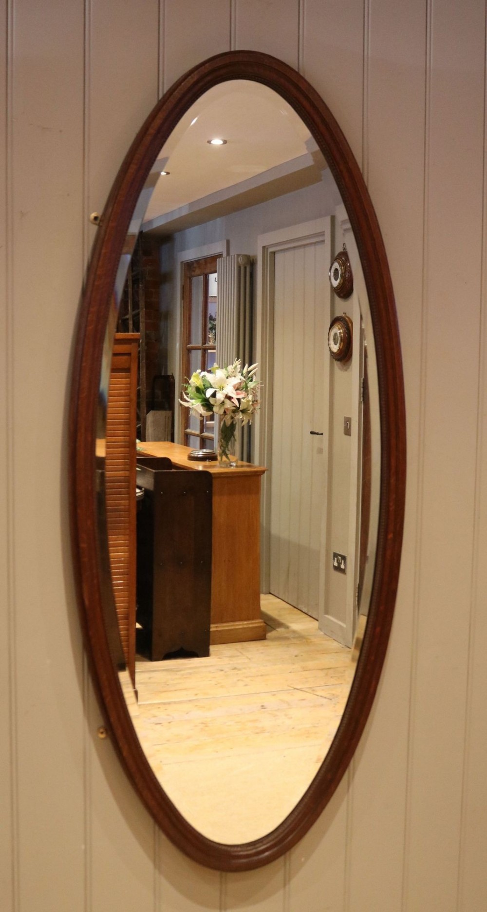 Large Oaval Oak Wall Mirror