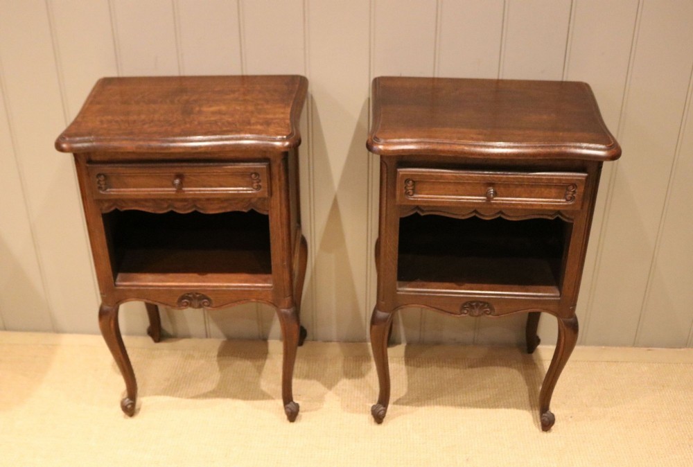 Pair Of Substantial French Oak Bedside Cabinets