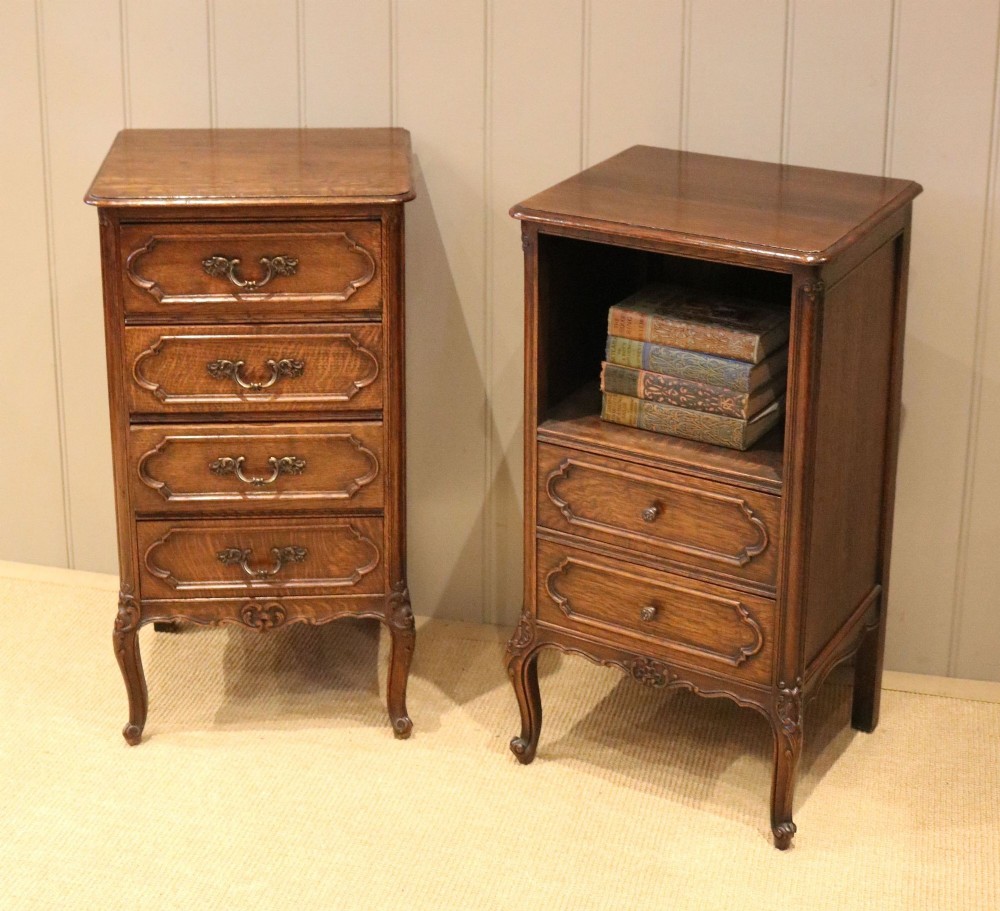 Matched Pair Of French Oak Bedside Cabinets