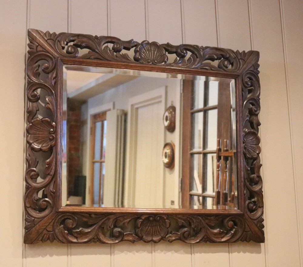French Carved Oak Wall Mirror