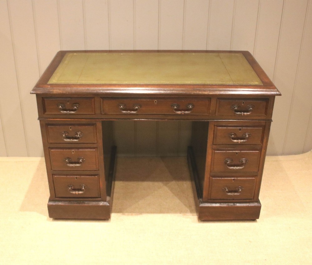 Edwardian Dark Walnut Pedestal Desk