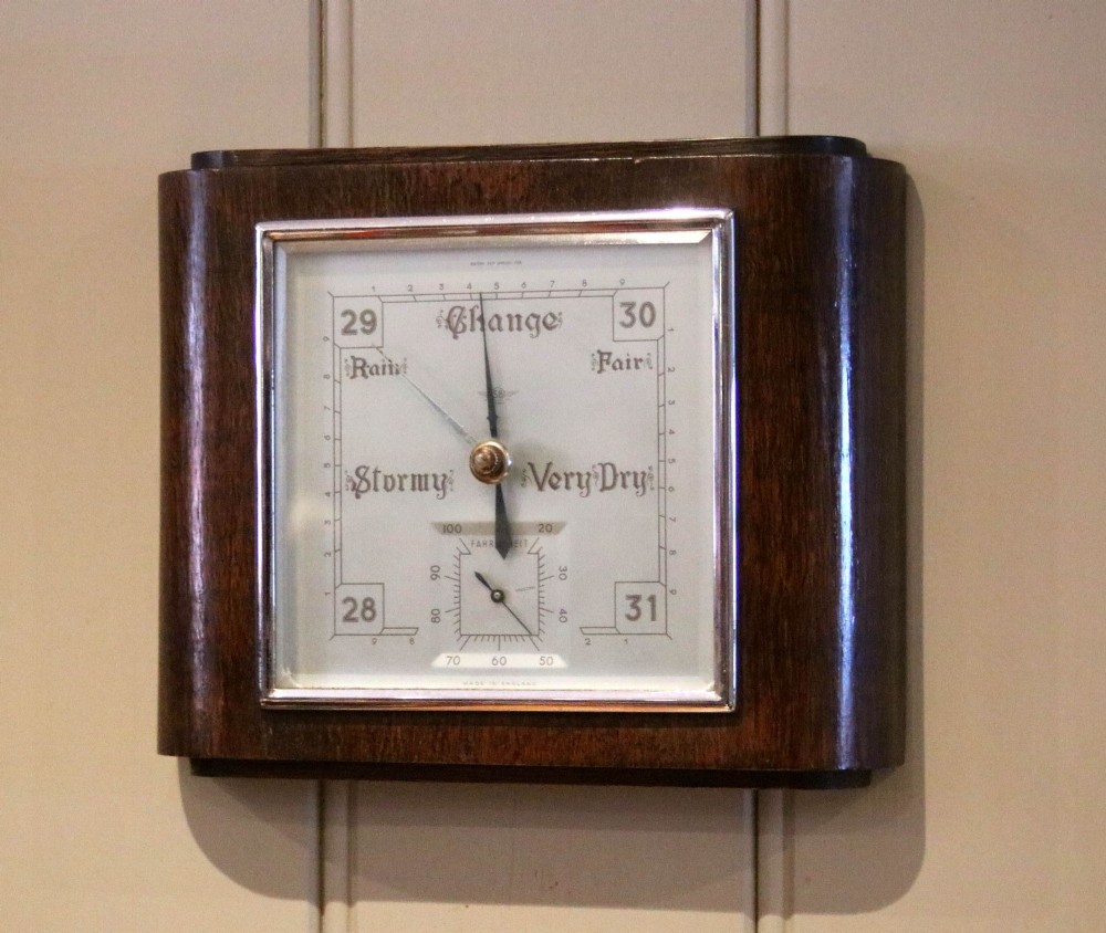 Art Deco Oak Aneroid Barometer