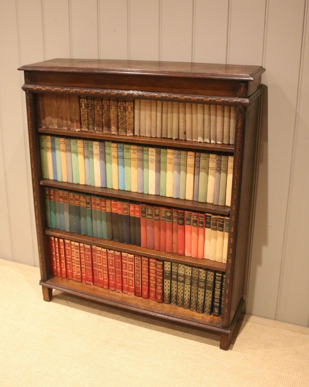 Carved Oak Open Bookcase