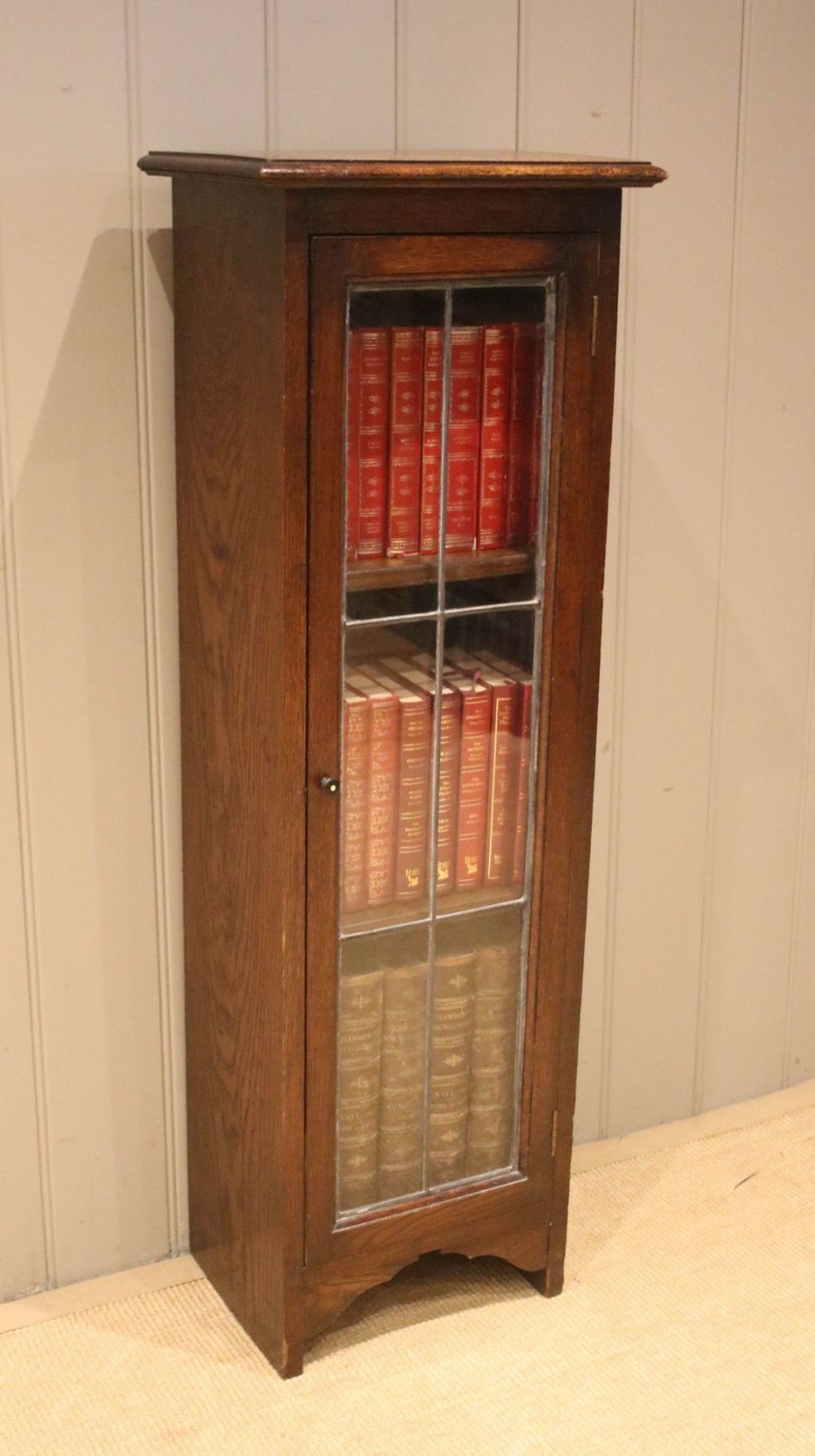 Tall Small Proportioned Oak Glazed Bookcase