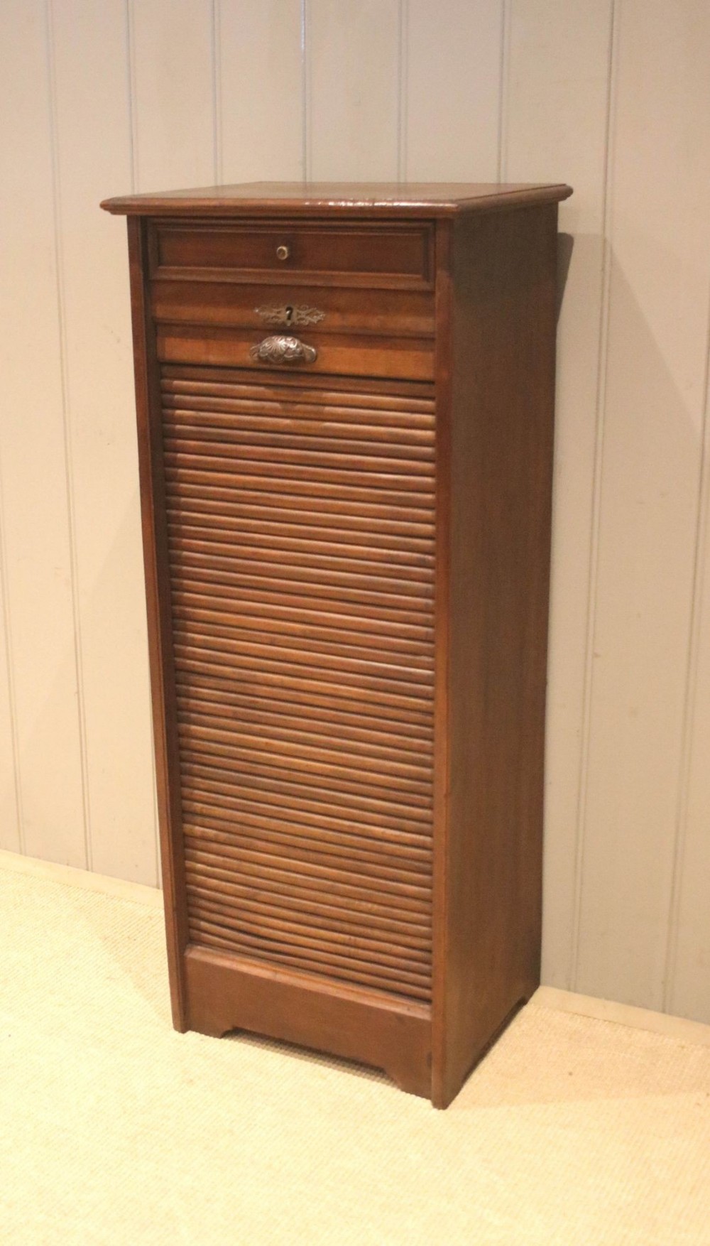 French Walnut Tambour Front Filing Cabinet