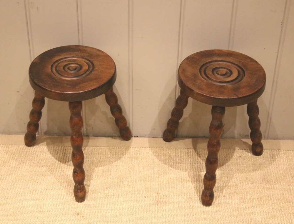 Pair Of Low French Beechwood Stools