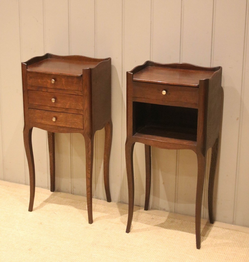 Matched Pair Of French Oak Bedside Cabinets