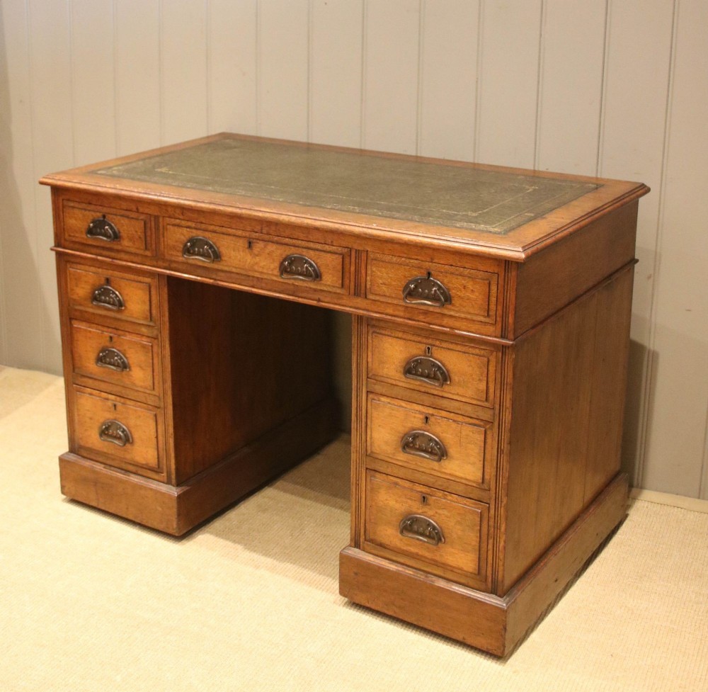 Edwardian Oak Pedestal Desk